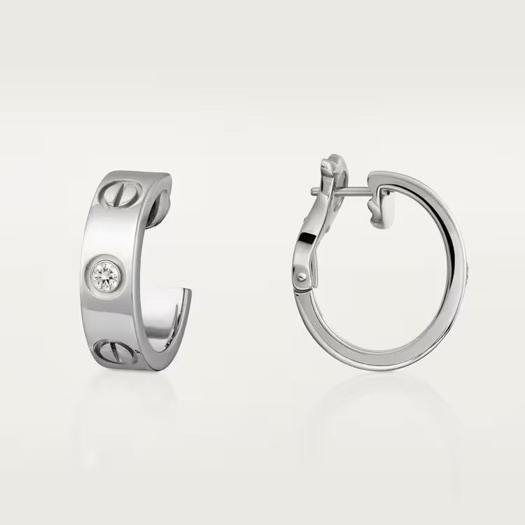 LOVE 1 Diamond Earrings White Gold