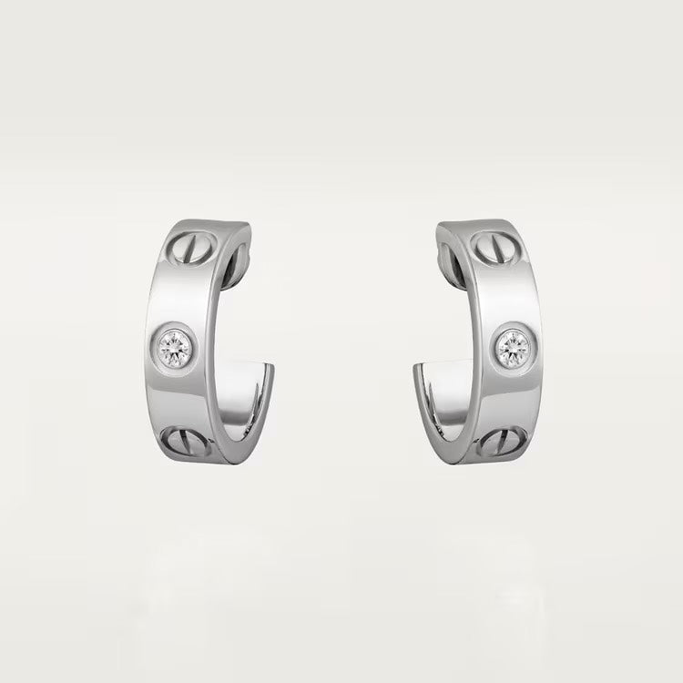 LOVE 1 Diamond Earrings White Gold