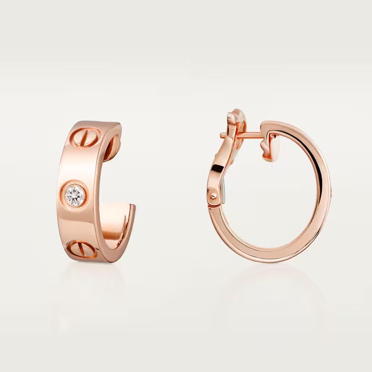 LOVE 1 Diamond Earrings Rose Gold