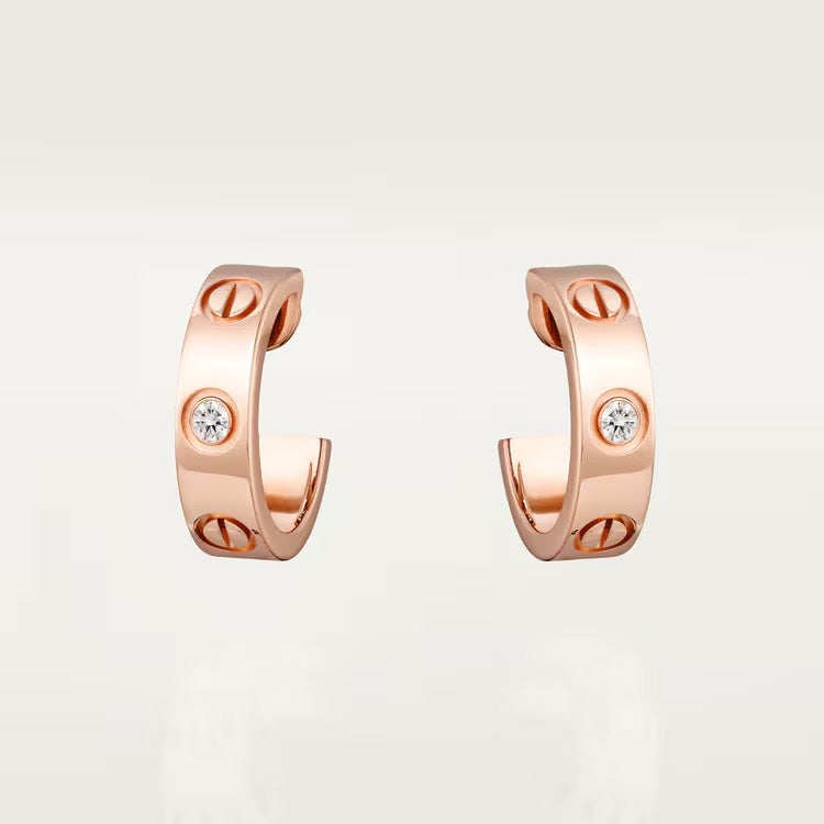LOVE 1 Diamond Earrings Rose Gold