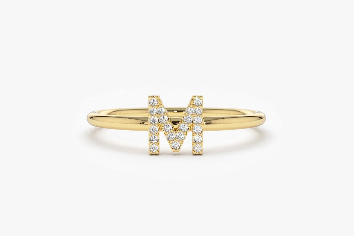 Personalized Diamond Initial Ring